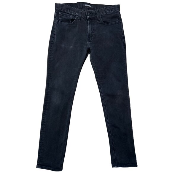 Express Mens Slim Fit Jeans Size 32x32 Black Minimalist Indie Sleaze Casual - Picture 1 of 6